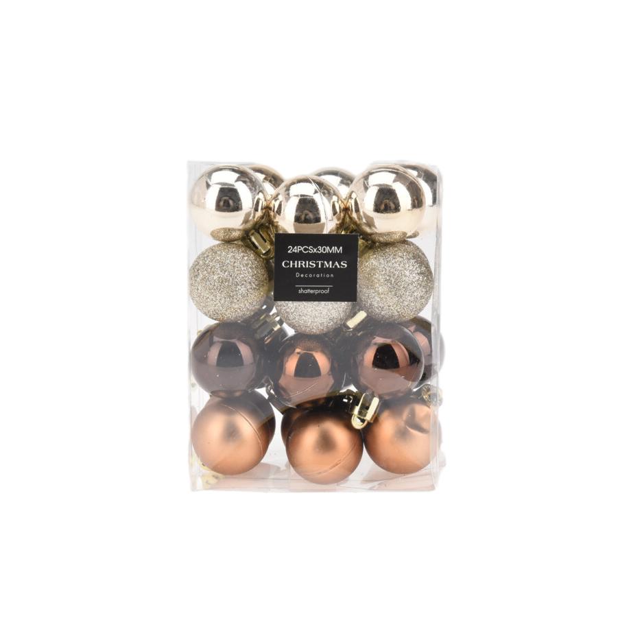 PACK 24 BOLAS DOURADAS/CASTANHAS 3Cm
