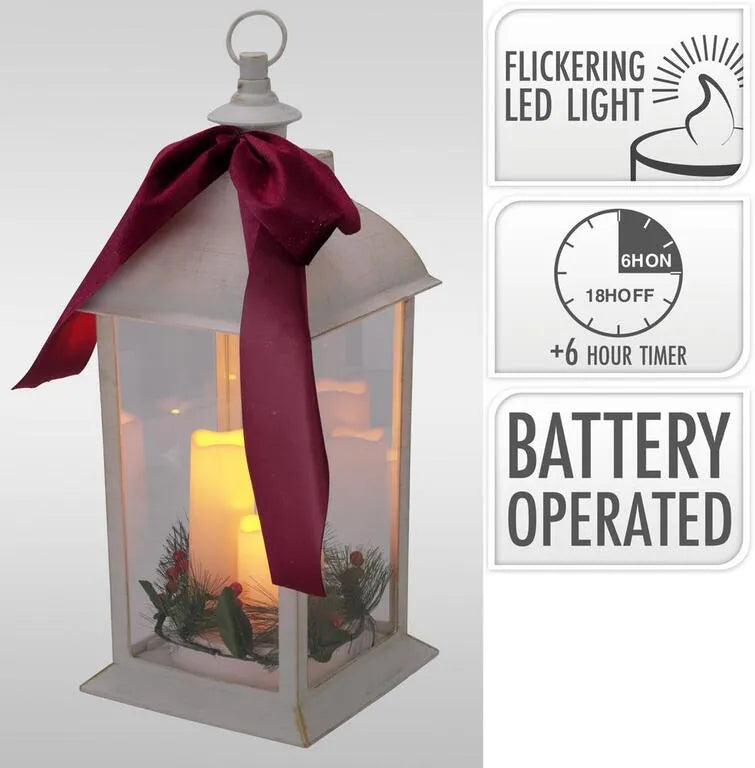 LANTERNA BRANCA C/ LED C/ TIMER 20X49Cm