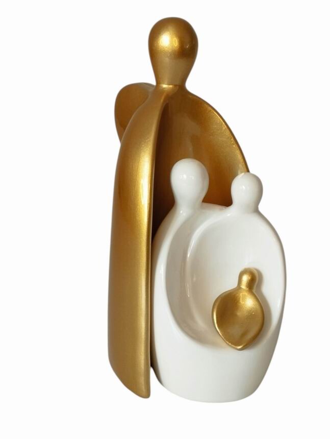 PRESÉPIO 3 PEÇAS DOURADO/BRANCO 15X28Cm