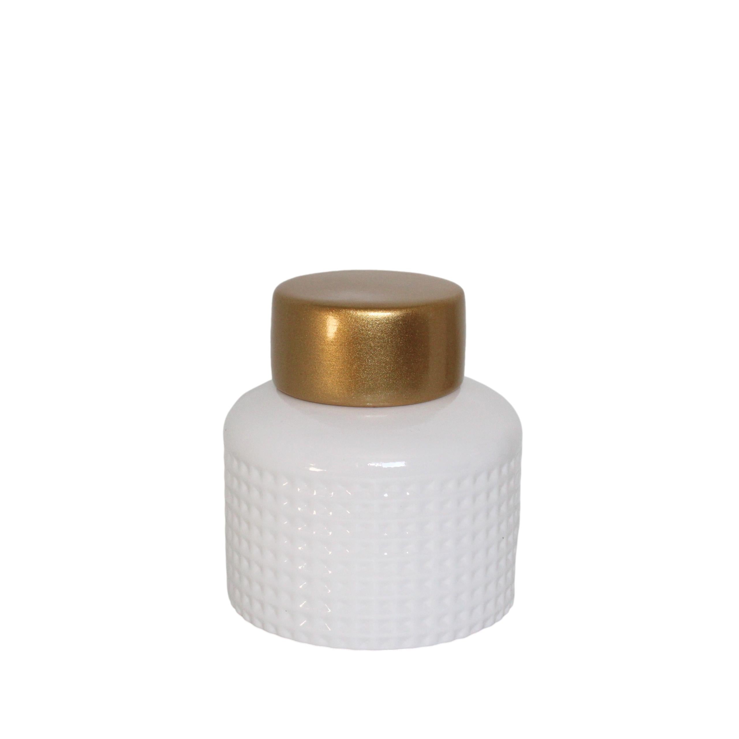 POTE BRANCO/DOURADO 15X17CM