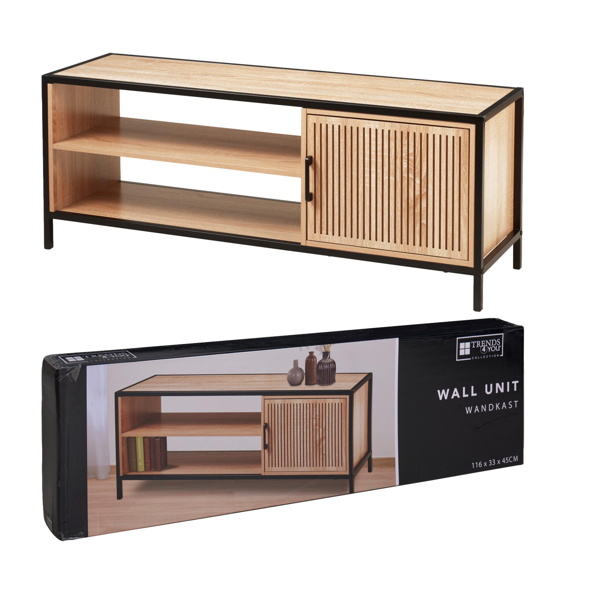 MÓVEL TV MADEIRA/PRETO 116x33x45CM