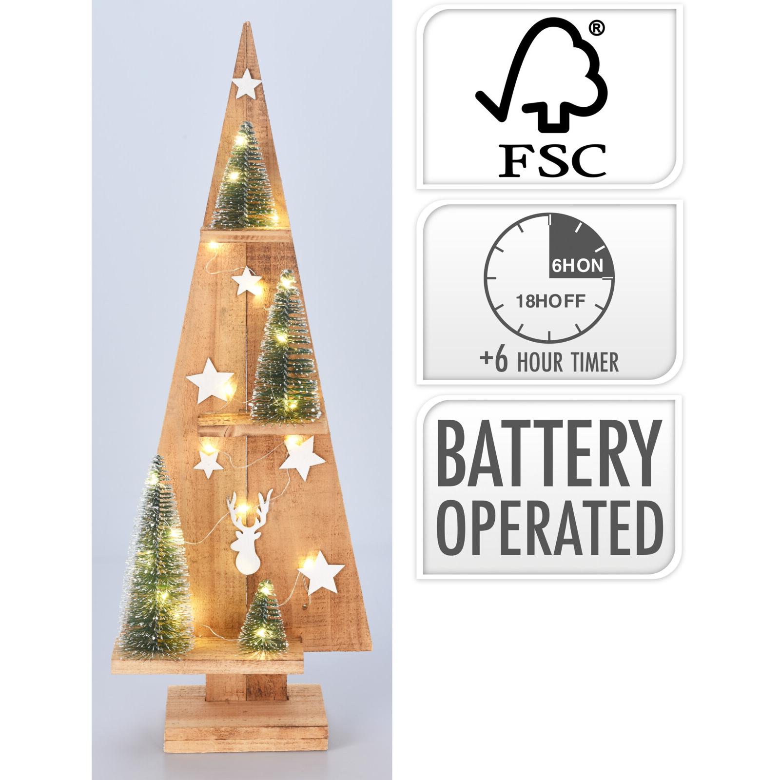 ÁRVORE NATAL MADEIRA C/ LED 70Cm