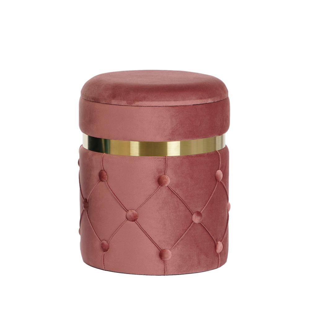 PUF C/ ARRUMAÇÃO ROSA/DOURADO