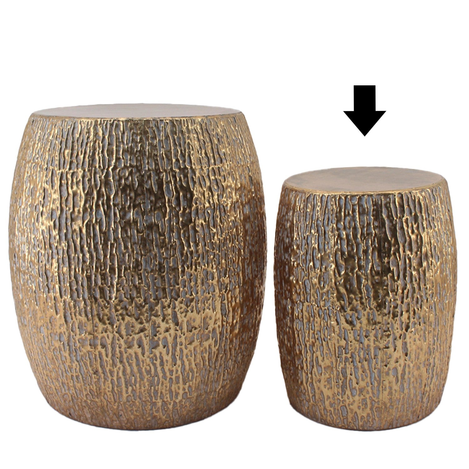 TAMBORETE METAL DOURADO 30X36CM