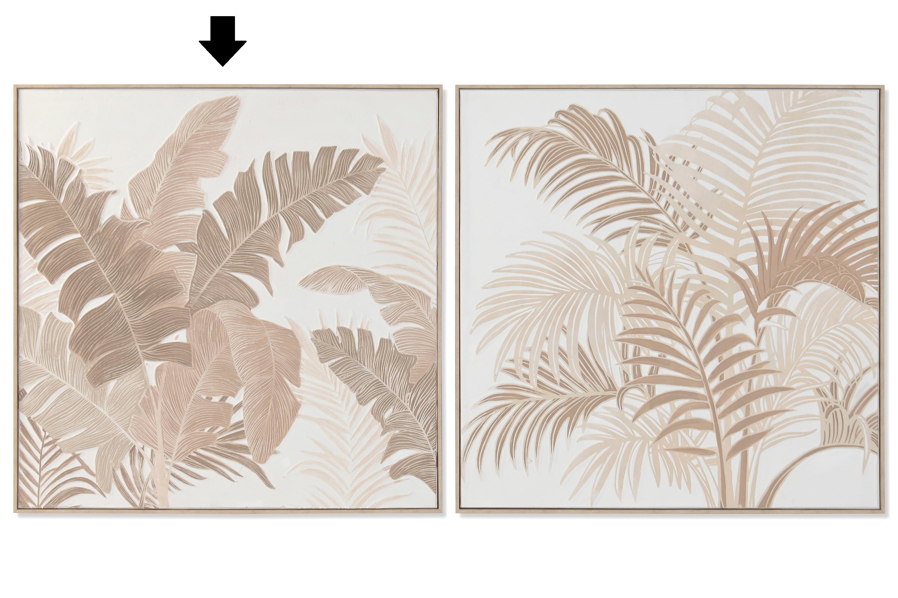 QUADRO PALMEIRA BEGE 102,5X102,5Cm