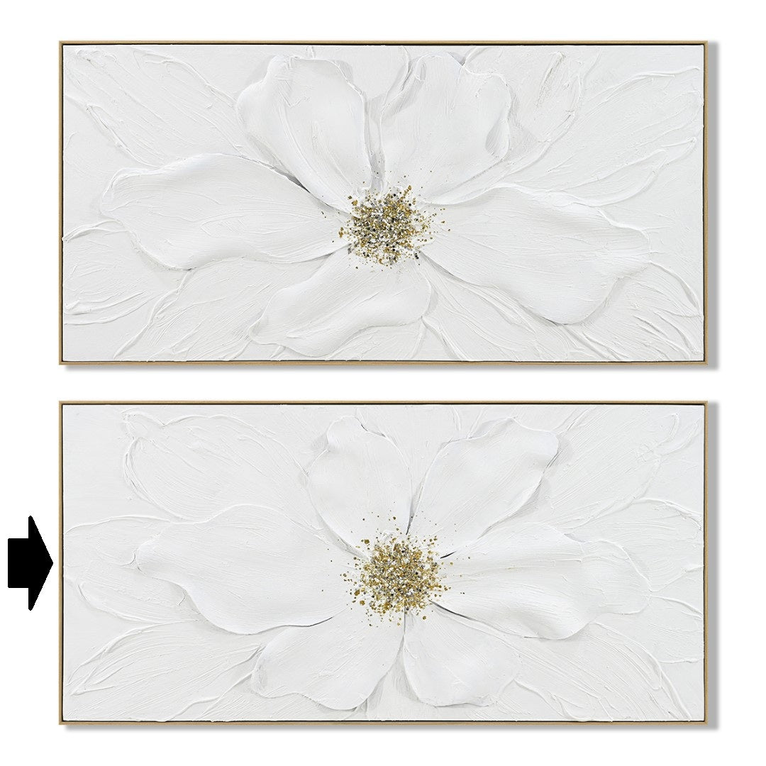 QUADRO FLOR BRANCA 142X72Cm