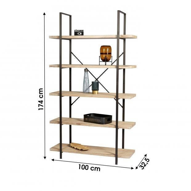 ESTANTE MADEIRA/METAL 100X33X174CM