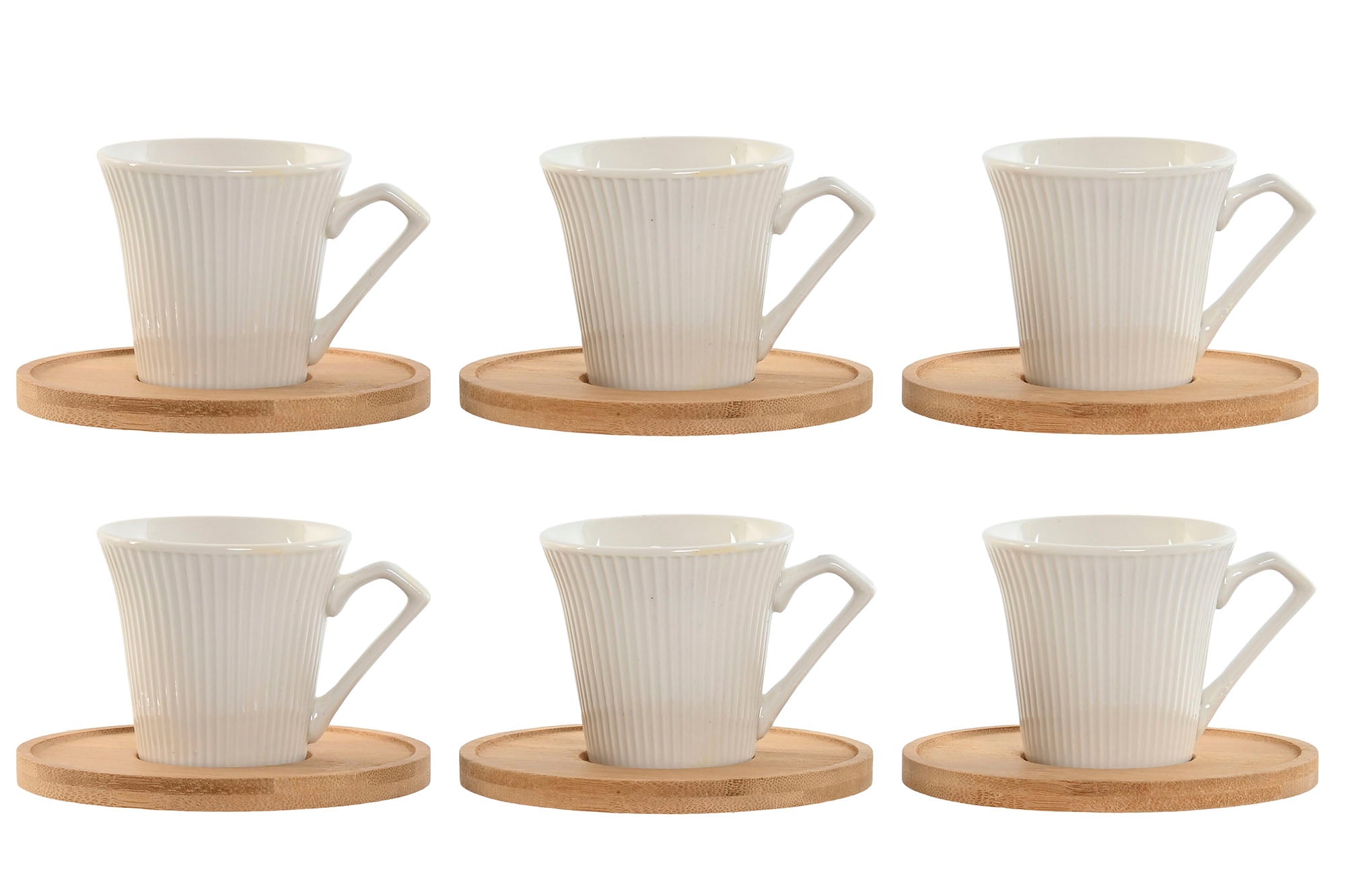 CONJ. 6 CHÁVENAS CAFÉ BRANCO/BAMBU