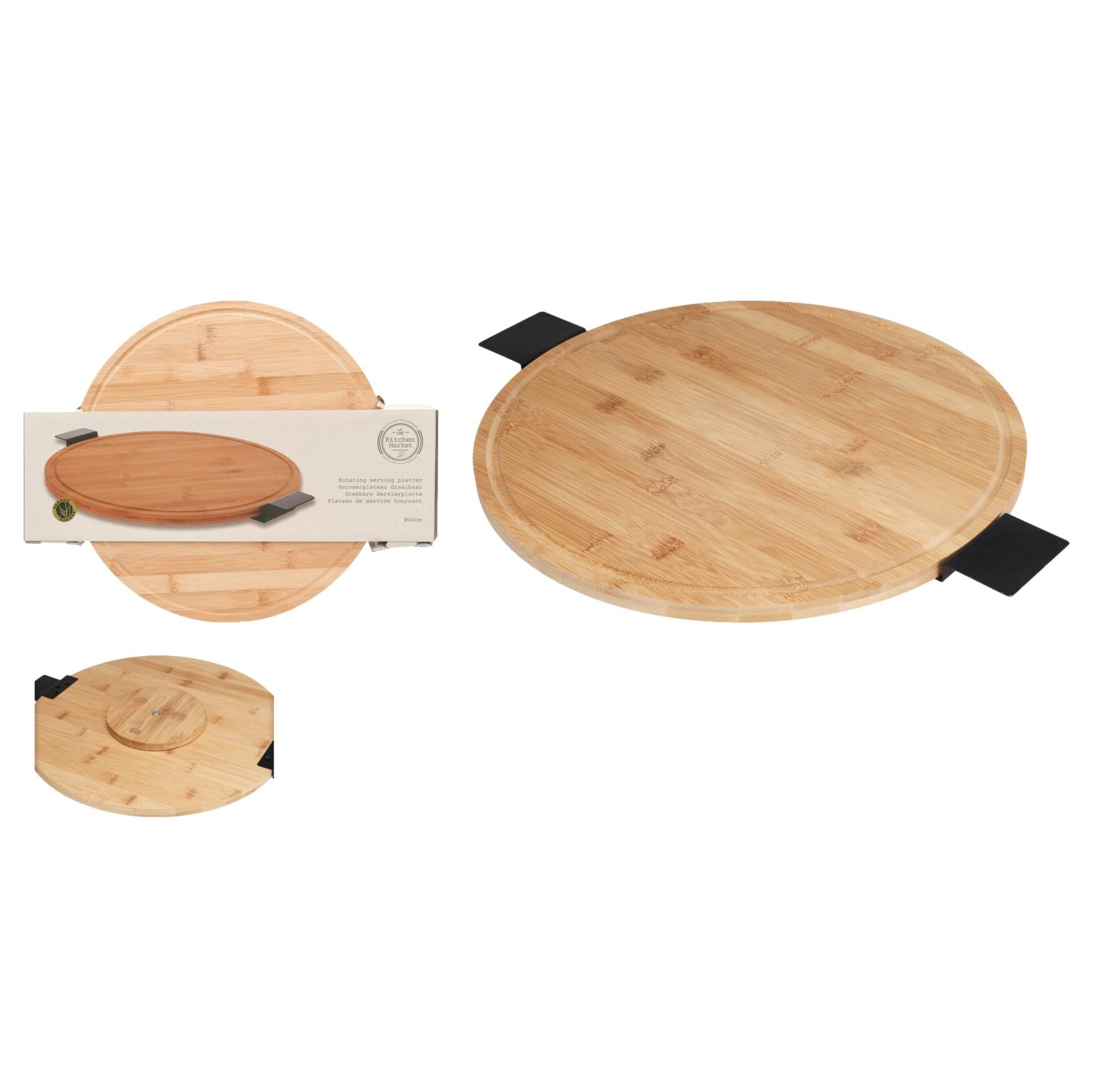 BANDEJA GIRATÓRIA BAMBU/METAL 40Cm