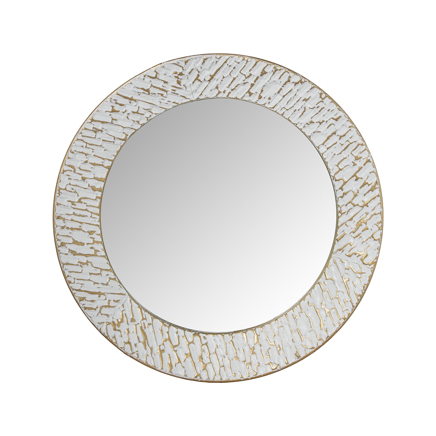 ESPELHO METAL BRANCO/DOURADO 80CM