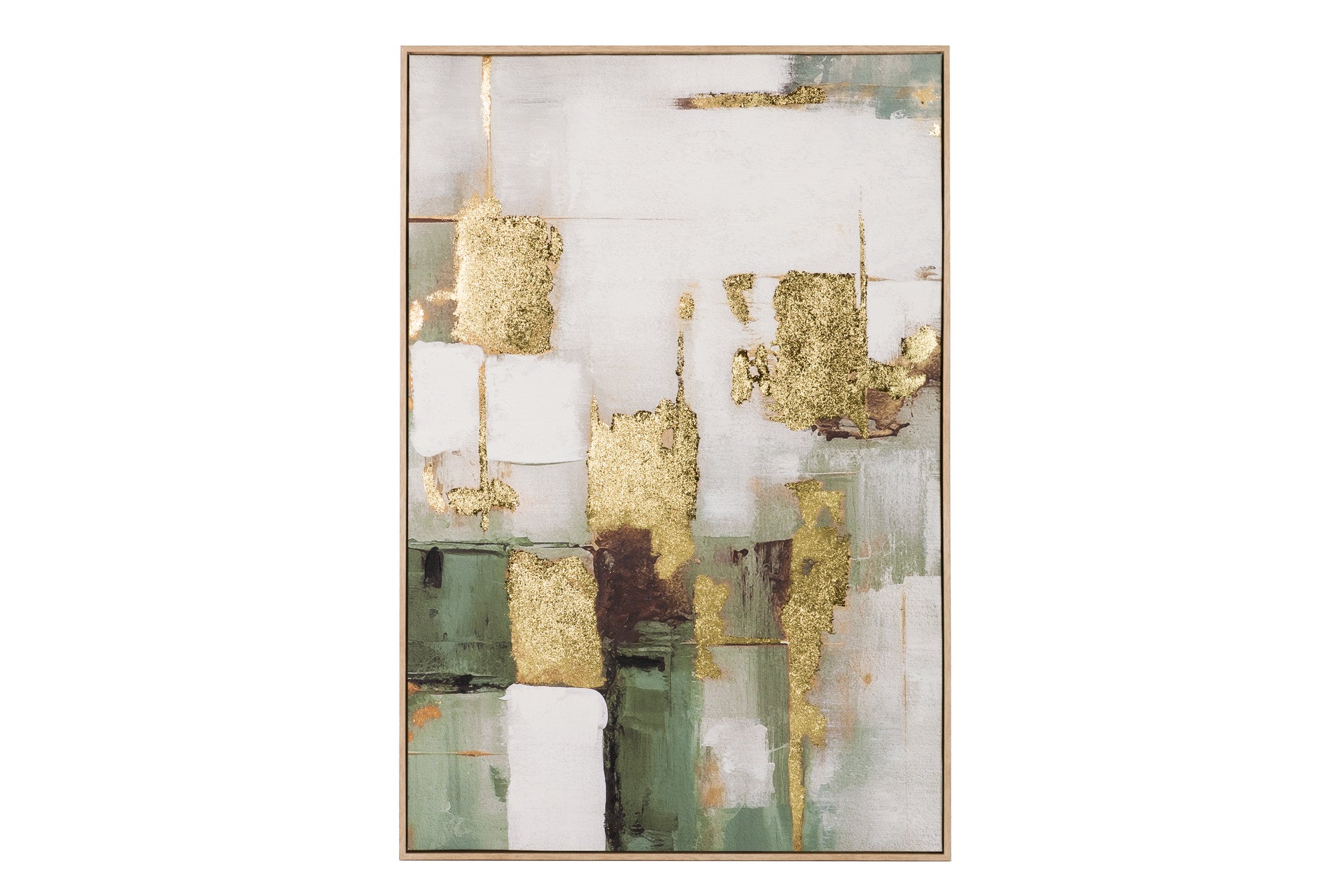 QUADRO ABSTRATO VERDE/DOURADO 83X123CM