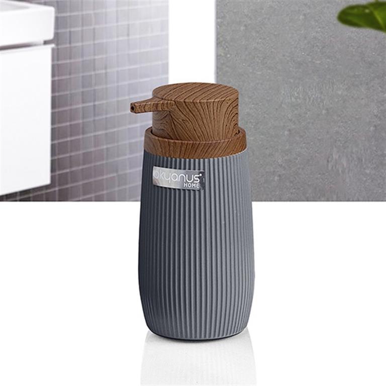 DISPENSADOR CINZA/BAMBU 7X7X15CM