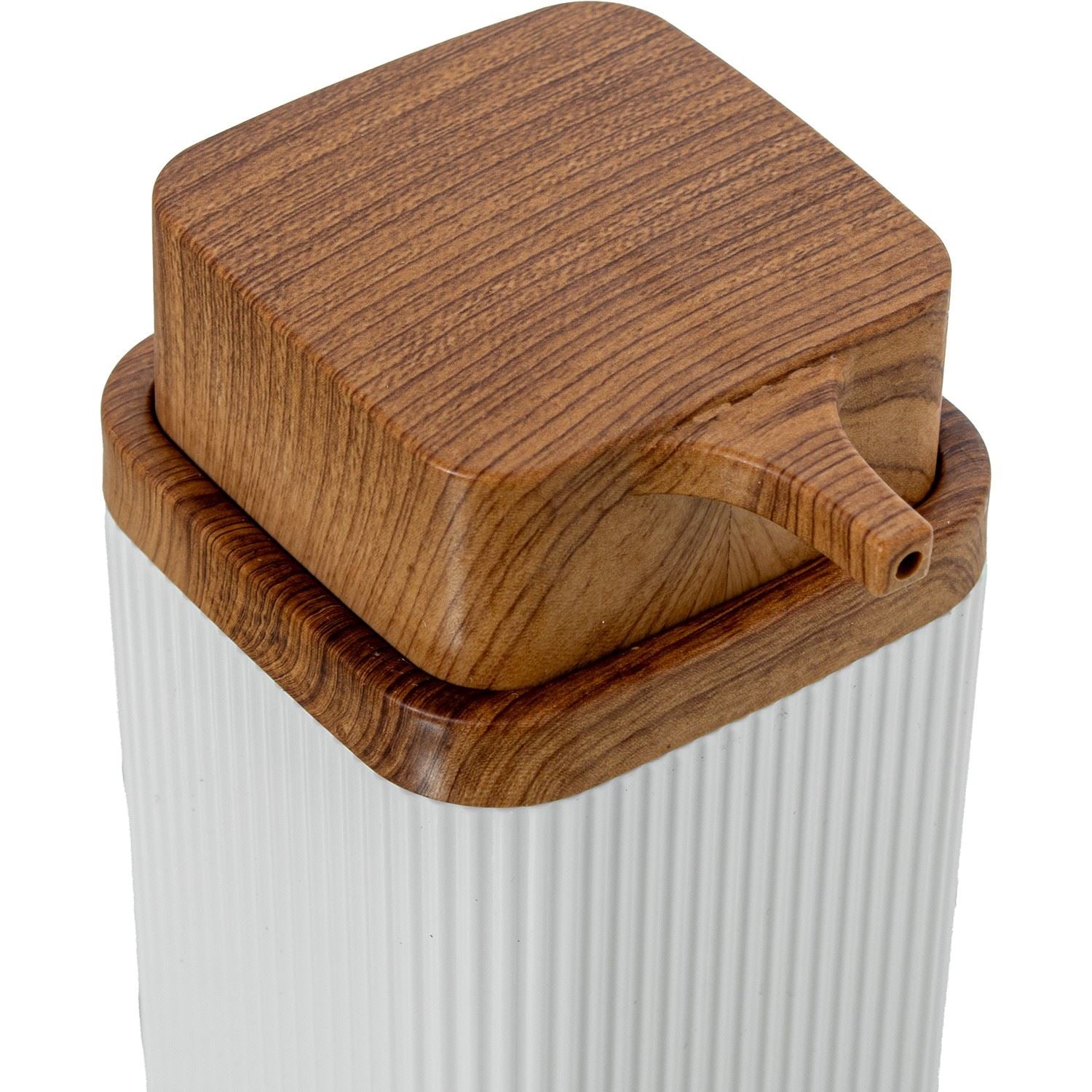 DISPENSADOR BRANCO/BAMBU 6,5X6,5X16CM